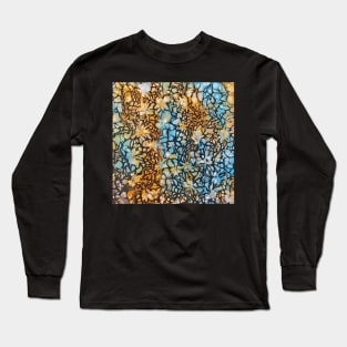 Brown and Blue Floral Abstract Long Sleeve T-Shirt